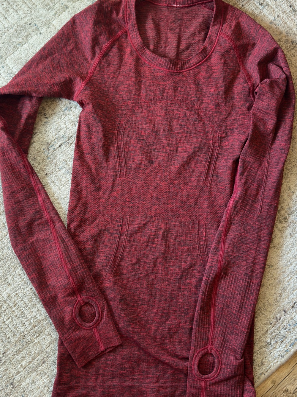 lululemon athletica Marled Burgundy Long-Sleeve Tee